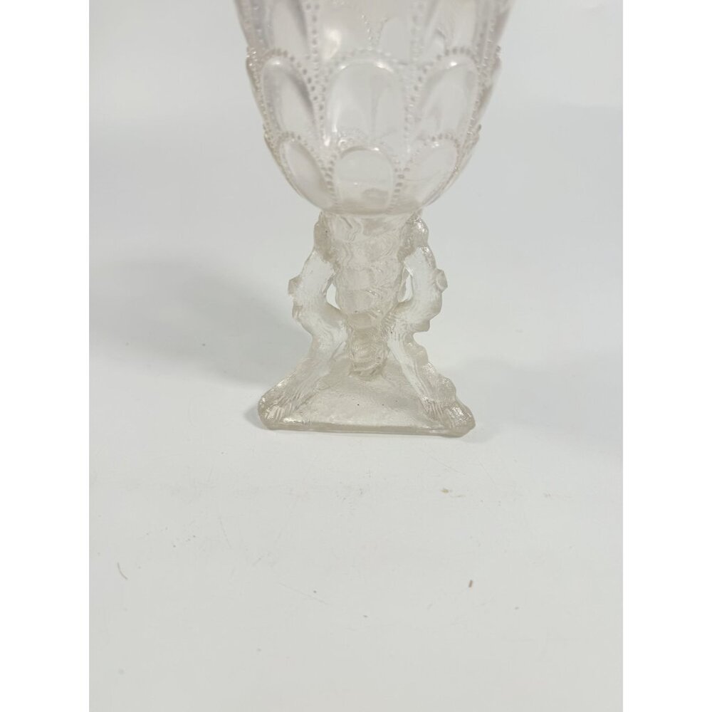 Footed Vase Glass Northwood Beads and Bark White Opalescent Vase Decorative Cup - Picture 4 of 16